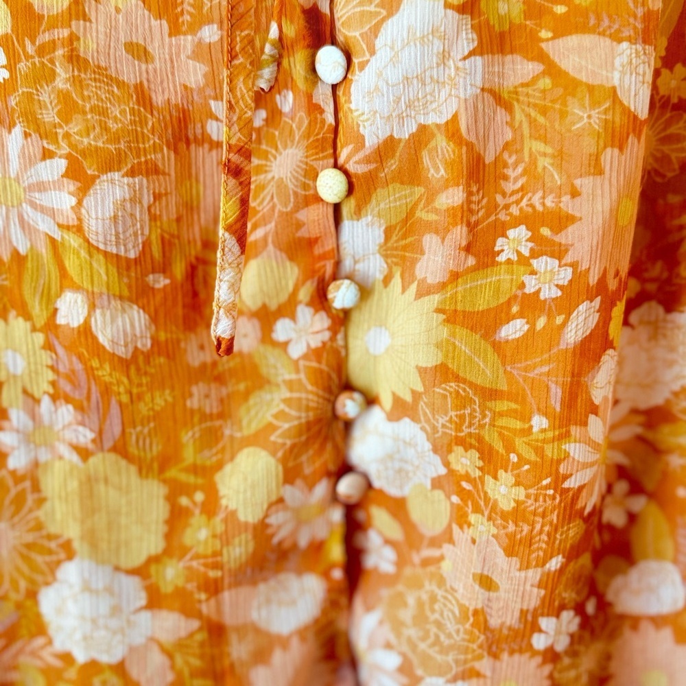 OPT Floral Sheer Orange Boho Blouse - Picture 9 of 11